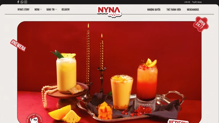 Website quán cà phê NYNA Coffee: giao diện storytelling hiện đại, thu hút khách hàng ngay 5 giây đầu