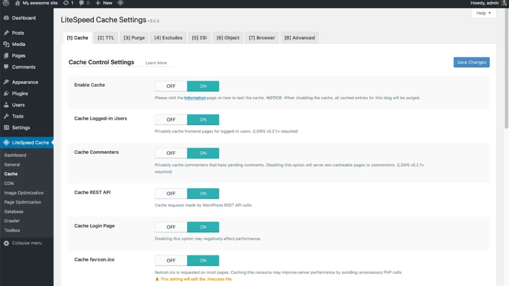 Cấu hình LiteSpeed Cache giúp tăng tốc website WordPress