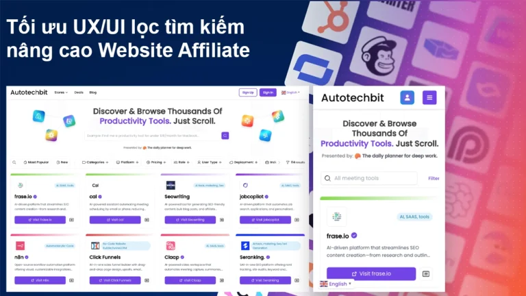 Tối ưu UX/UI lọc tìm kiếm nâng cao website affiliate